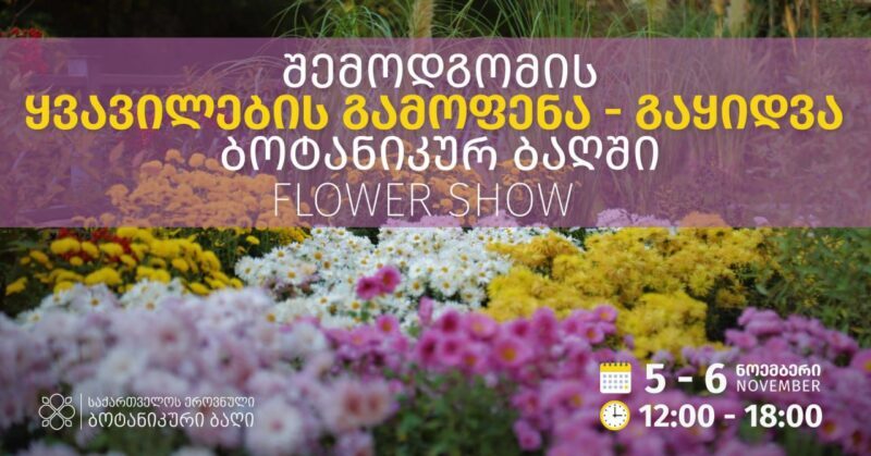5 и 6 ноября в тбилисском Ботаническом саду пройдет выставка-продажа осенних цветов