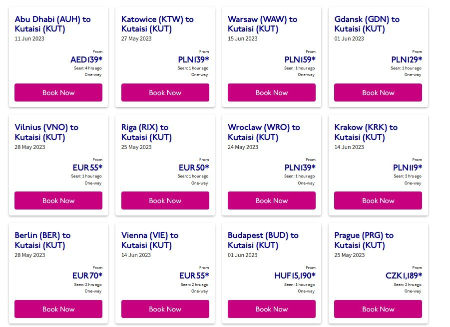 Крупнейший оператор грузинского авиарынка (21% полетов), компания Wizz Air снизила цену на авиабилеты в честь своего 19-летия и 18 мая проводит однодневную распродажу авиабилетов