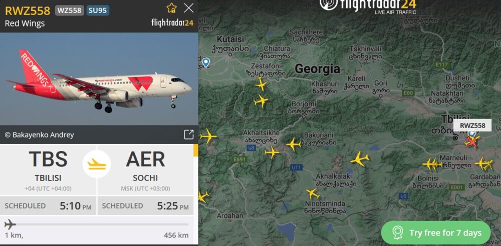Российская авиакомпания «Red Wings» выполнила первый рейс из Сочи в Тбилиси