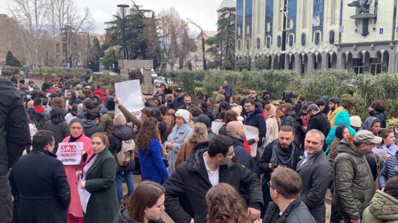 Акция против принятия закона «Об иностранном влиянии» в Тбилиси у здания Парламента