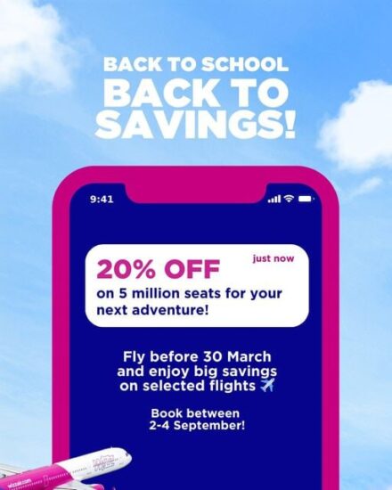 Скидка 20% у лидера грузинского авиарынка: лоукостера Wizz Air