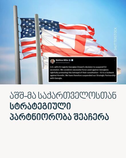 Пресс-спикер Госдепа США Мэтью Миллер сообщил о приостановке стратегического партнерства с Грузией