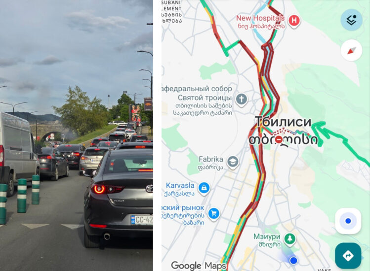 Длительные пробки образовались в Тбилиси