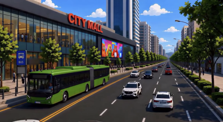 Мэрия Тбилиси меняет схему движения транспорта возле торгового центра City Mall в Сабуртало